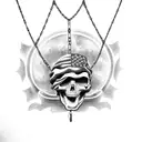 American flag, with chains and skull, and flowers tattoo design idea