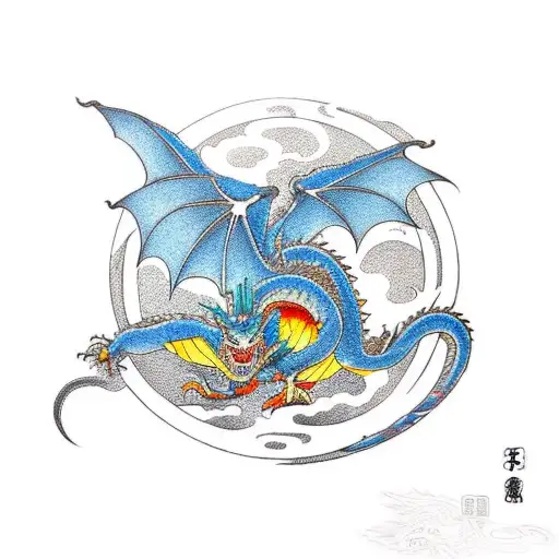 Dragon in a circle tattoo design idea
