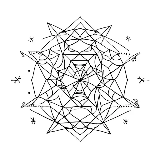 A minimalist tattoo of the Gemini constellation formed by intricate doodles and sketches. tattoo design idea