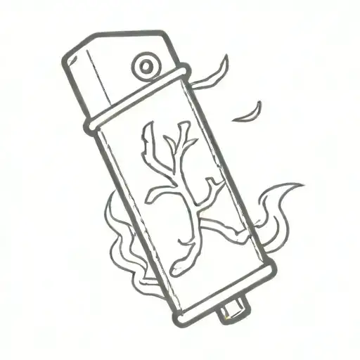 outline tattoo of lighter made of small bones   tattoo design idea
