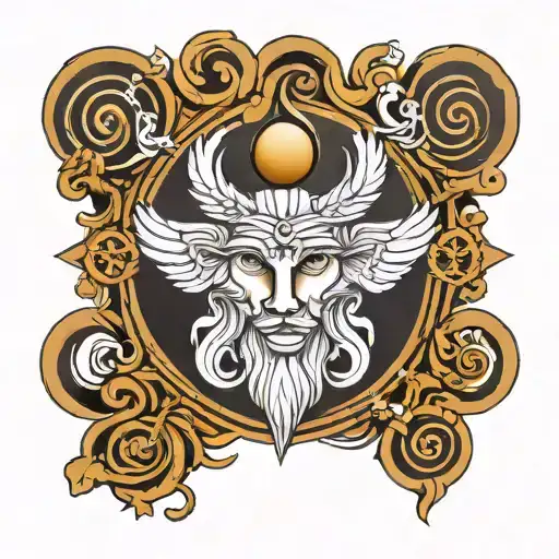 Greek god symbol in alchemy tattoo design idea