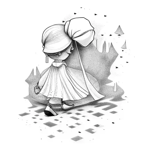 grandmother walking with nephew  tattoo design idea