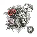 greek god atlas holding, lion, rose, evil eye, son tattoo design idea