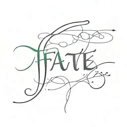 a text saying ,,fate,, tattoo design idea