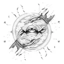 Ocean Wave sun mountain tattoo design idea