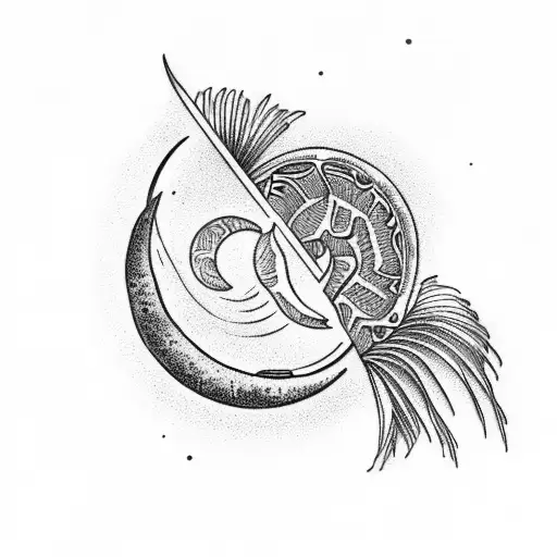 palmetto tree crescent moon tattoo design idea