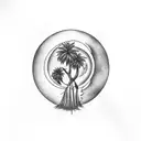 palmetto tree crescent moon tattoo design idea
