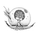palmetto tree crescent moon tattoo design idea