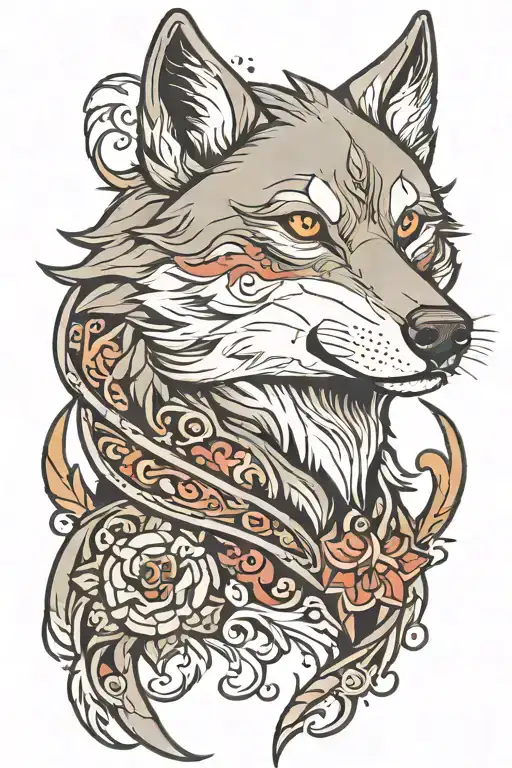 wolf in a cartoon of one tattoo design idea