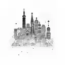 skyline tattoo with a building from Lisbon, Barcelona, Rome, New York, Brazil, Chile, London, Paris, Athens  tattoo design idea