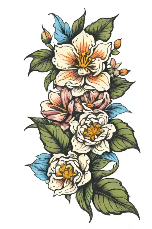 november, june, july, may, September  birth flowers  tattoo design idea