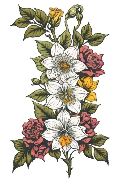 november, june, july, may, September  birth flowers  tattoo design idea