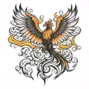 phoenix rising from fire flames tattoo design idea