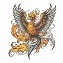 phoenix rising from fire flames tattoo design idea