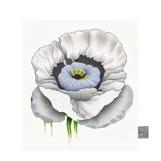poppy flower Kintsugi  tattoo design idea