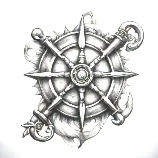 ships wheel and anchor with 11/11/11 tattoo design idea