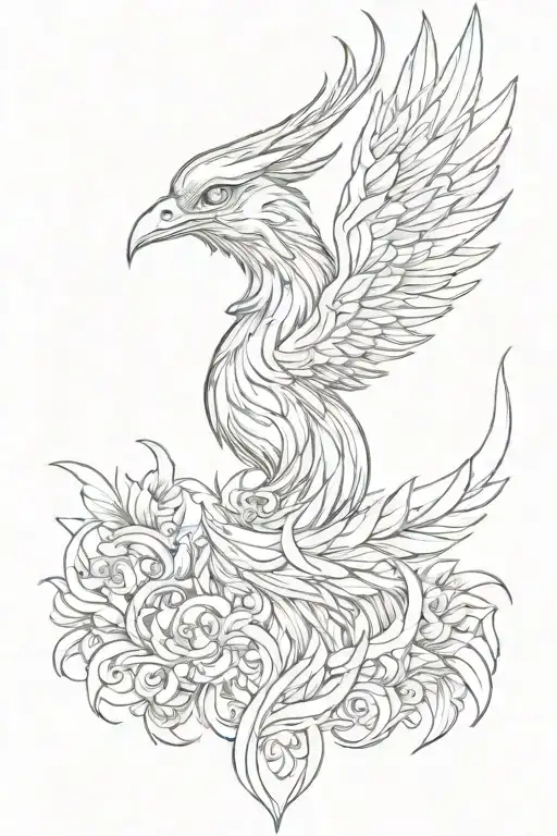 Phoenix behind the ear on the neck tattoo design idea