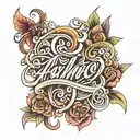 self made tattoo with calligraphie letters A tattoo design idea