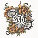 self made tattoo with calligraphie letters A tattoo design idea