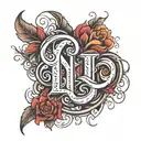 self made tattoo with calligraphie letters A tattoo design idea