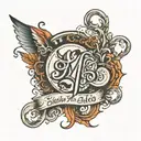 self made tattoo with calligraphie letters A tattoo design idea