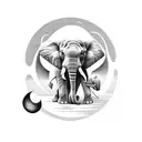 Elephant with the moon in the background tattoo design idea