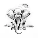 Elephant with the moon in the background tattoo design idea