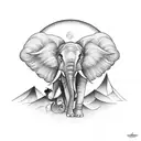 Elephant with the moon in the background tattoo design idea