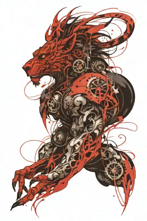 Sleeve of Chimera and Bellerophon tattoo design idea