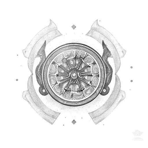 gypsy wheel and horseshoe  tattoo design idea