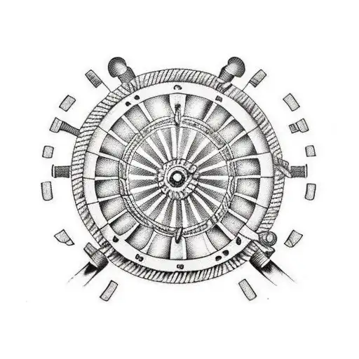 gypsy wheel inside a horse shoe  tattoo design idea