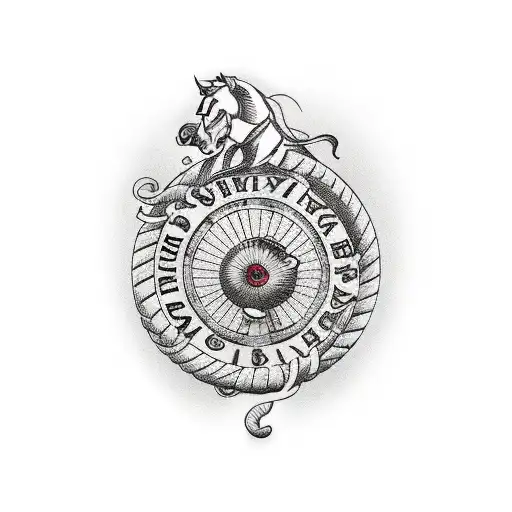 gypsy wheel and horse shoe  tattoo design idea