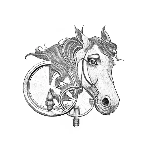 gypsy wheel and horse shoe  tattoo design idea