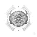 gypsy wheel and horseshoe  tattoo design idea