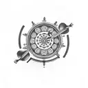 gypsy wheel and horseshoe  tattoo design idea