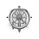 gypsy wheel and horseshoe  tattoo design idea