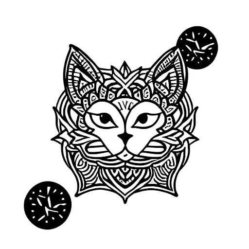 Mystical Cat Portrait Tattoo Design – Tattoos Wizard Designs