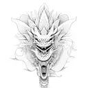 A traditional Japanese dragon winding around a lotus flower tattoo design idea
