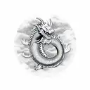 A traditional Japanese dragon winding around a lotus flower tattoo design idea