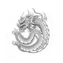 A traditional Japanese dragon winding around a lotus flower tattoo design idea