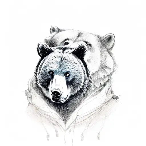 Bear and wolf tattoo design idea