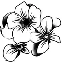 violet, primrose, aster, morning glory, daffodil and chrysanthemum flowers tattoo design idea