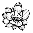 violet, primrose, aster, morning glory, daffodil and chrysanthemum flowers tattoo design idea