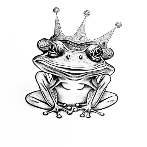 cute frog with a crown tattoo design idea