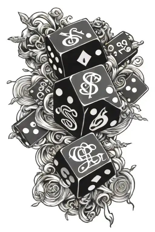 money music god dice rolling tattoo design idea