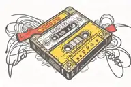 cassette tape with it labeled in teenager handwriting  “mixed feelings” top center of tape and “EST 1986” on  bottom lef tattoo design idea
