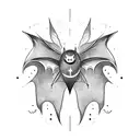 upside down bat wings out with moon tattoo design idea