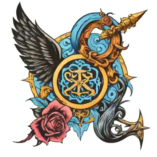 aquarius & sagittarius love symbol tattoo design idea