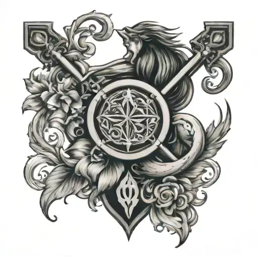 aquarius & sagittarius love symbol tattoo design idea