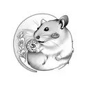Hamster with 50 gauge tattoo design idea